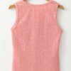 Women's Fuchsia Solid Color Textured U Neck Slim Tank Top for Daily Wear - Image 4