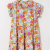 Women's Sky Blue Floral Print Smocked Notch V Neck Flutter Sleeve Mini Dress - Image 9