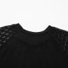 Chic Black Contrast Lace Raglan Sleeve Pleated Shift Dress - Image 14