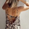 Women's Black Abstract Print Open Back Boho Maxi Sundress for Summer - Image 3