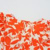 Women's Orange Floral Ruffle Sleeve Print Top with Stylish V Neck - Image 20