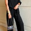 Women's Black Checkered Mesh One Shoulder Jumpsuit with Knotted Waist - Image 3