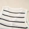 Elegant Women's Black Stripe Buttoned V Neck Slim Fit Sweater Vest - Image 13