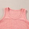 Women's Fuchsia Solid Color Textured U Neck Slim Tank Top for Daily Wear - Image 13