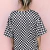 Women's Black Checkered 2-Piece Casual Set: Tee and Shorts - Image 3