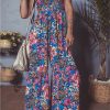 Women's Pink Floral Smocked Bust Spaghetti Strap Wide Leg Jumpsuit - Trendy and Comfortable Summer Outfit - Image 8