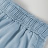 Plus Size Beau Blue Washed Chambray Drawstring Elastic Waist Shorts for Women - Image 7