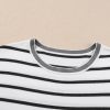 Women's White Stripe Knitted Bat Sleeve T-Shirt for Casual Elegance - Image 4