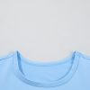 Women's Beau Blue Floral Mesh Puff Sleeve Crew Neck Top - Elegant Summer Blouse - Image 10