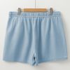 Plus Size Beau Blue Washed Chambray Drawstring Elastic Waist Shorts for Women - Image 6