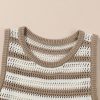 Chic Khaki Stripe Hollowed Knit Sleeveless Sweater Dress for Women - Image 7