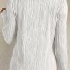 Women's White Textured Wavy Round Neck Long Sleeve Top - Image 4