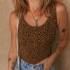 Women's Brown Leopard Printed Sleeveless Scoop Neck Bodysuit for Casual Wear - Image 4