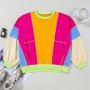 Women's Rose Red Plus Size Colorblock Patchwork Sweatshirt - Image 7