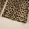 Women's Brown Leopard Print Bow Tie Drawstring High Waist Pants - Image 15