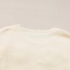 Women's Beige Knitted Flower Pattern Ribbed Edge Sweater - Image 11