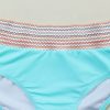 Women's Turquoise Striped Patchwork High Waist Bikini Swimsuit with Spaghetti Straps - Image 27