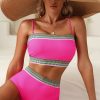 Women's Rose Red Contrast Banding Tube Bikini High Waist 2-Piece Swimsuit - Image 20