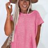 Women's Sachet Pink Solid Color Sweater Tee with Chic Side Slits - Image 8