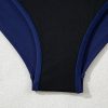 Women's Navy Blue Abstract Print Frilled Trim Spaghetti Straps Tankini Set - Image 22