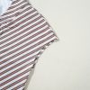 Women's Chestnut Striped Stand V Neck Short Sleeve Blouse for Effortless Chic Style - Image 9