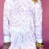 Women's Pink Leopard Print Long Sleeve Plus Size Shorts Set - Image 2