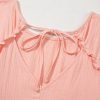 Chic Apricot Pink Plus Size Textured Wide Short Sleeve Babydoll Blouse - Image 14