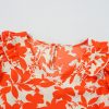 Women's Orange Floral Ruffle Sleeve Print Top with Stylish V Neck - Image 17