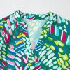 Chic Women's Green Brushwork Geometric Print Puff Sleeve Blouse with Notched Neck - Image 19