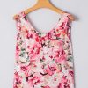 Women's Pink Floral Round Neck Twisted Cut Out Back Tank Top - Bohemian Style - Image 13