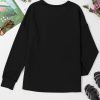 Women's Black Corded Drop Shoulder Long Sleeve Top - Image 6