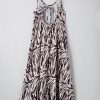 Women's Black Abstract Print Open Back Boho Maxi Sundress for Summer - Image 6