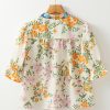 Women's Multicolor Crochet V Neck Half Sleeve Boho Floral Blouse - Image 9