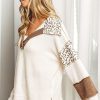 Women's White Leopard Patchwork Oversized Waffle Top - Image 8