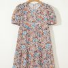 Women's Apricot Bohemian Floral Print Short Puff Sleeve Mini Dress - Image 14