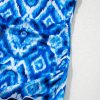 Women's Navy Blue Abstract Print Frilled Trim Spaghetti Straps Tankini Set - Image 16