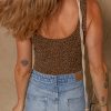 Women's Brown Leopard Printed Sleeveless Scoop Neck Bodysuit for Casual Wear - Image 2