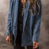 Women's Chic Sail Blue Lapel Collar Denim Jacket with Side Pockets - Image 4