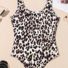 Feminine Brown Leopard Print U Neck Sleeveless Bodysuit for Women - Image 8