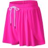 Women's Rose Red Drawstring Elastic Waist Lined Ruffle Shorts Bikini Bottom - Image 24