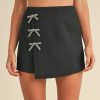 Elegant Black Rhinestone Bow Wrap High Waist Mini Skirt for Women - Image 3