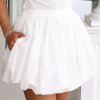 Women's White Bubble Mini Skirt with Pockets - Casual Summer Style - Image 3