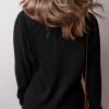 Women's Black Corded Drop Shoulder Long Sleeve Top - Image 3