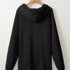 Women's Black Waffle Knit Fleece Lined Oversized Hoodie - Image 12