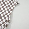 Chic Women's Khaki Checkered Print Buttoned Crew Neck Wide Leg Jumpsuit - Image 23