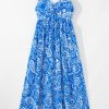 Women's Blue Paisley V Neck Backless Maxi Dress - Floral Bohemian Style - Image 10