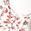 Women's White Boho Floral Ruched Short Sleeve Blouse with Sweetheart Neckline - Image 6