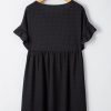 Plus Size Black Textured Ruffled Sleeve Babydoll Dress with Pockets - Image 7