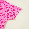 Chic Women's Pink Leopard V Neck Loose Short Sleeve Top for Casual Wear - Image 10