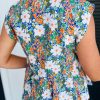 Women's Green Floral Print Bow Applique Sleeveless Peplum Blouse for Summer - Image 2